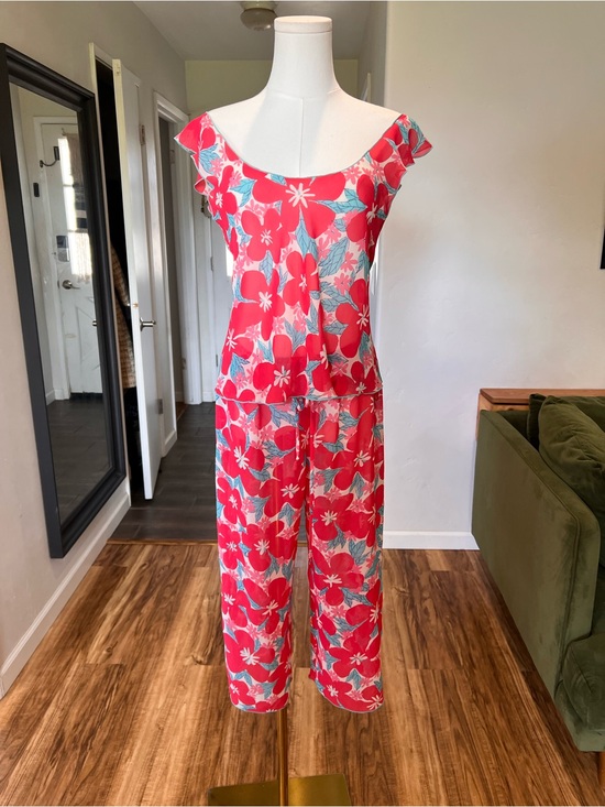 Josie Other - Josie Sheer Floral Pink Cap-Sleeve Pajama Set with matching Robe